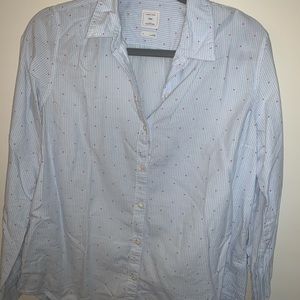 The Gap striped and red polka dot button up shirt